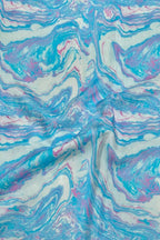 Blue Muslin Digital Printed Fabric Ethnic Dress Material