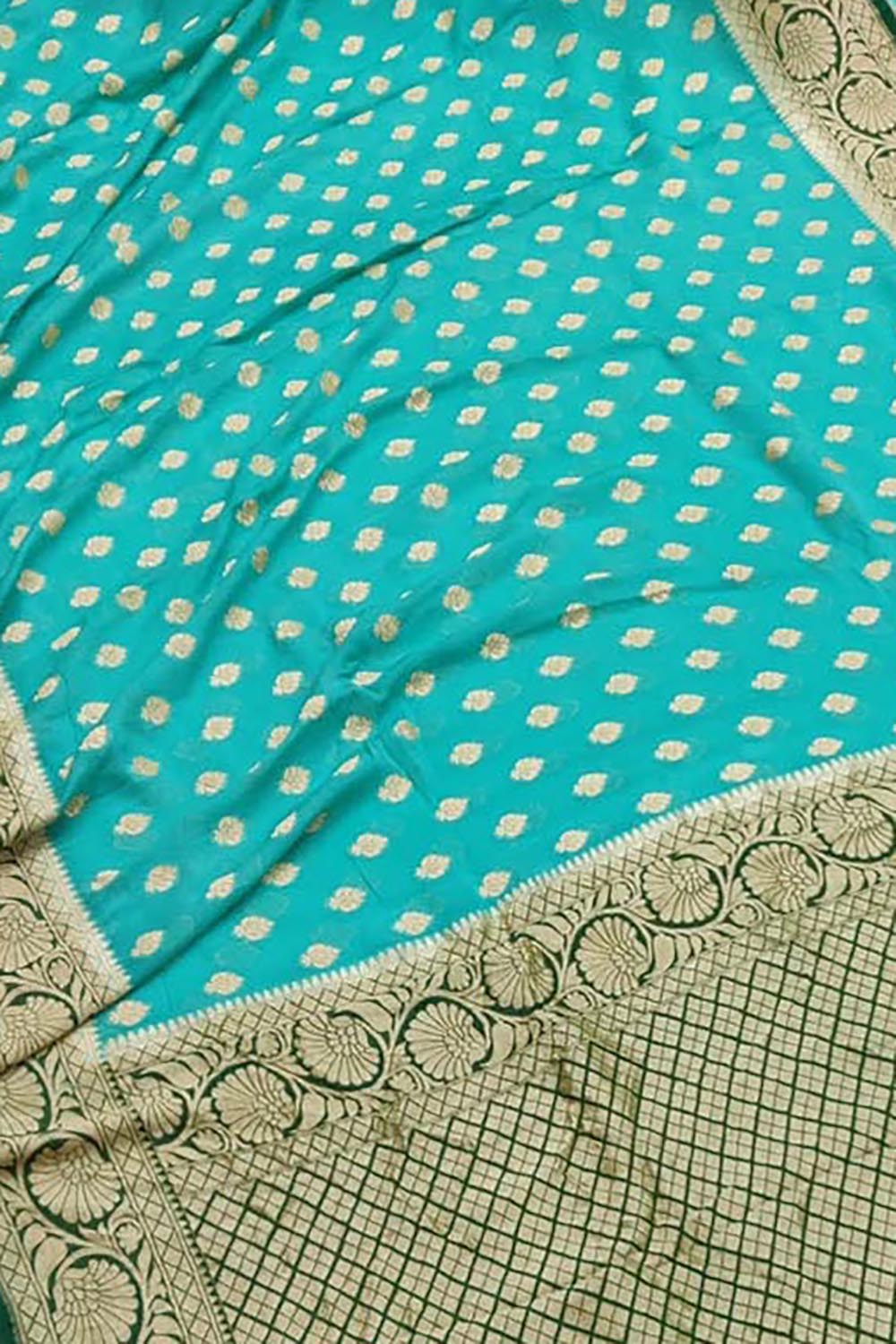 Blue Handloom Banarasi Khaddi Georgette Saree