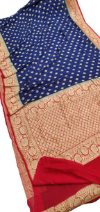 Blue Handloom Banarasi Khaddi Georgette Saree