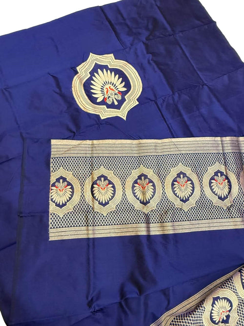 Blue Banarasi Handloom Pure Katan Silk Cordset — Zari Weave, Festive
