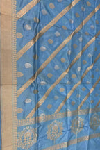 Blue Banarasi Katan Silk Dupatta Handloom Woven Festive