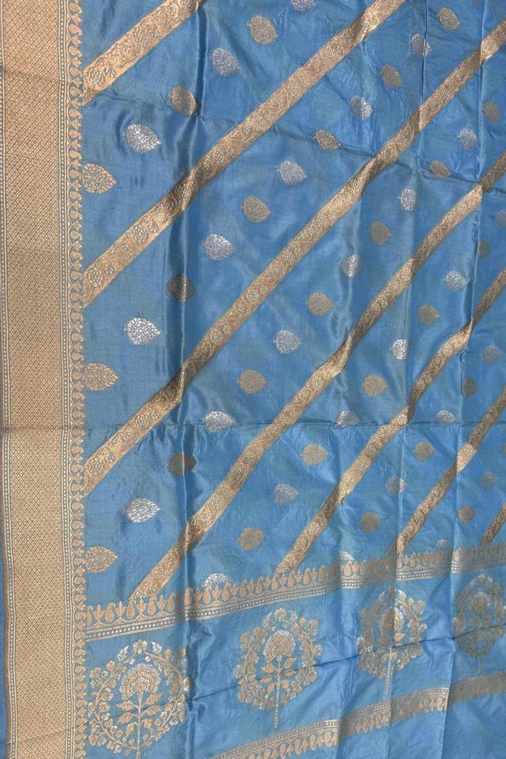 Blue Banarasi Katan Silk Dupatta Handloom Woven Festive