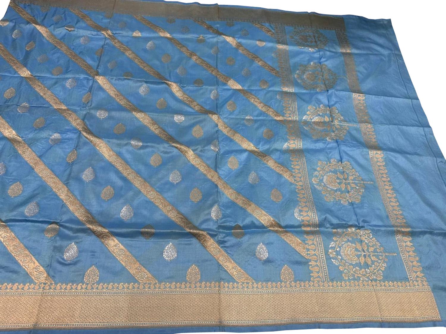 Blue Banarasi Katan Silk Dupatta Handloom Woven Festive
