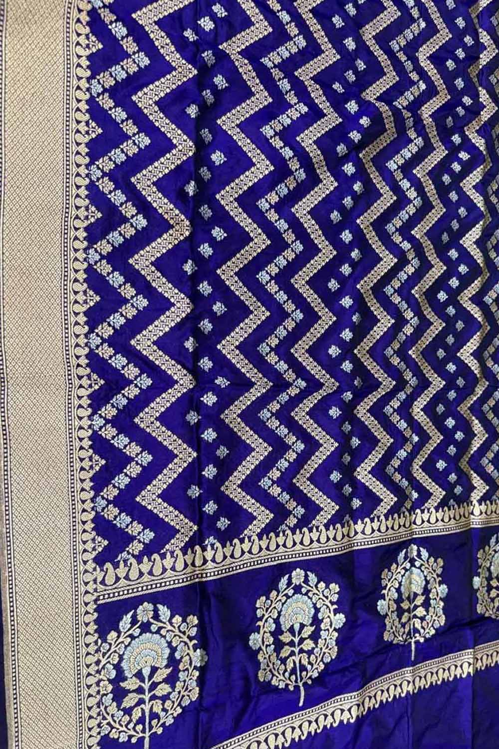 Blue Banarasi Pure Katan Silk Dupatta Handloom Woven