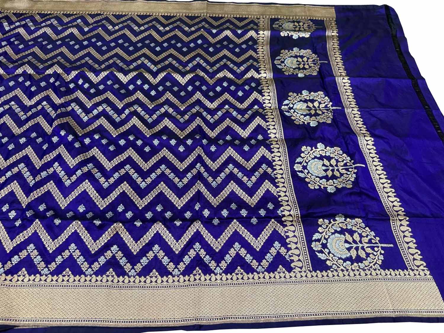 Blue Banarasi Pure Katan Silk Dupatta Handloom Woven