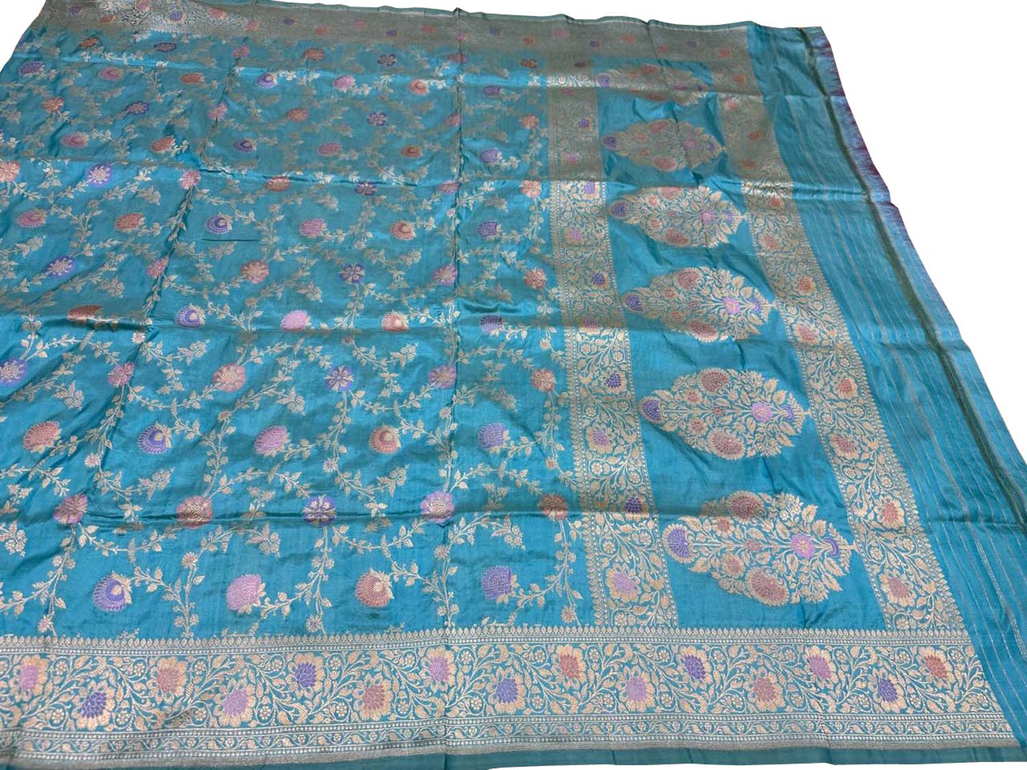 Blue Banarasi Pure Katan Silk Dupatta Handloom Festive