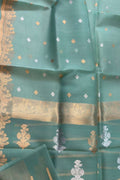 Blue Handloom Banarasi Pure Kora Organza Saree