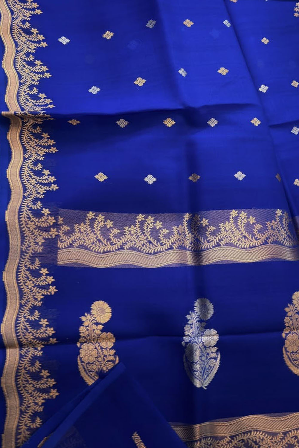 Blue Handloom Banarasi Pure Kora Organza Saree