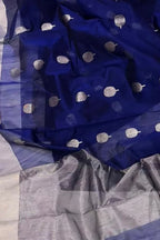 Blue Handloom Chanderi Cotton Silk Saree