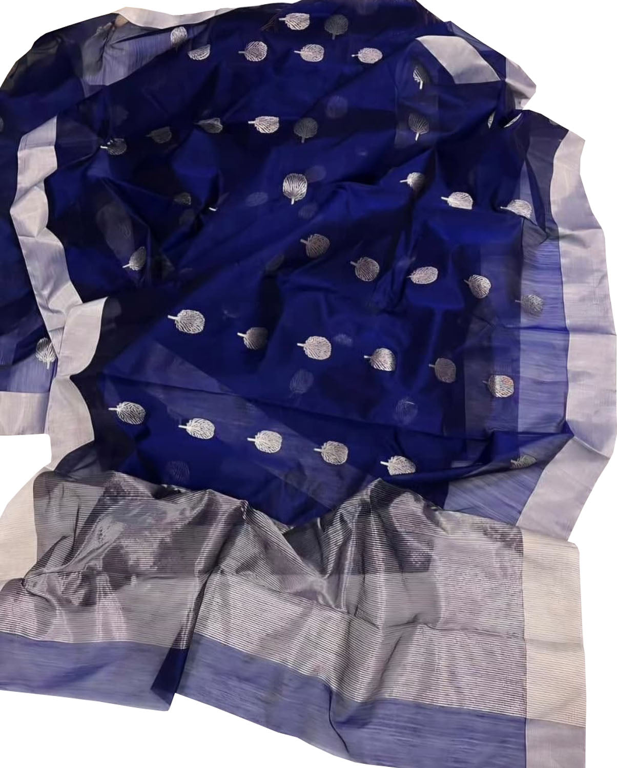 Blue Handloom Chanderi Cotton Silk Saree