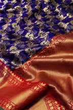 Blue Chanderi Pure Katan Silk Saree Festive