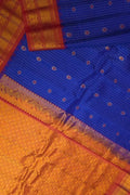 Blue Handloom Gadwal Pure Silk Saree — Zari Border, Festive
