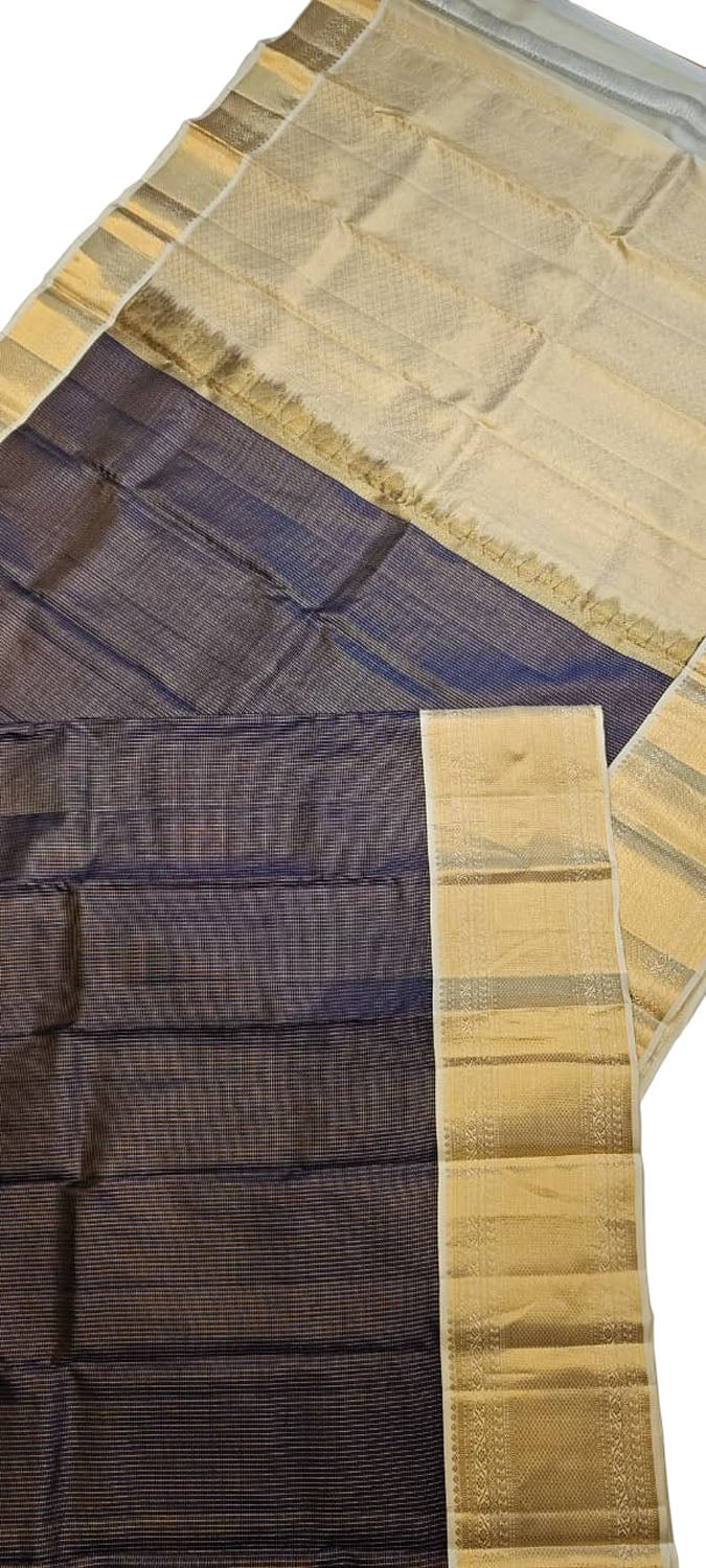 Blue Handloom Gadwal Pure Silk Saree