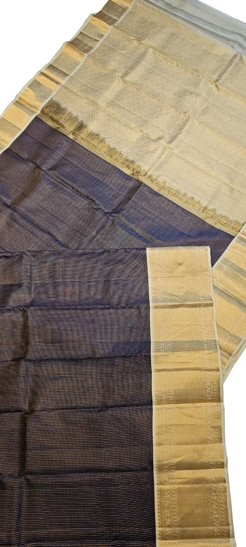 Blue Handloom Gadwal Pure Silk Saree