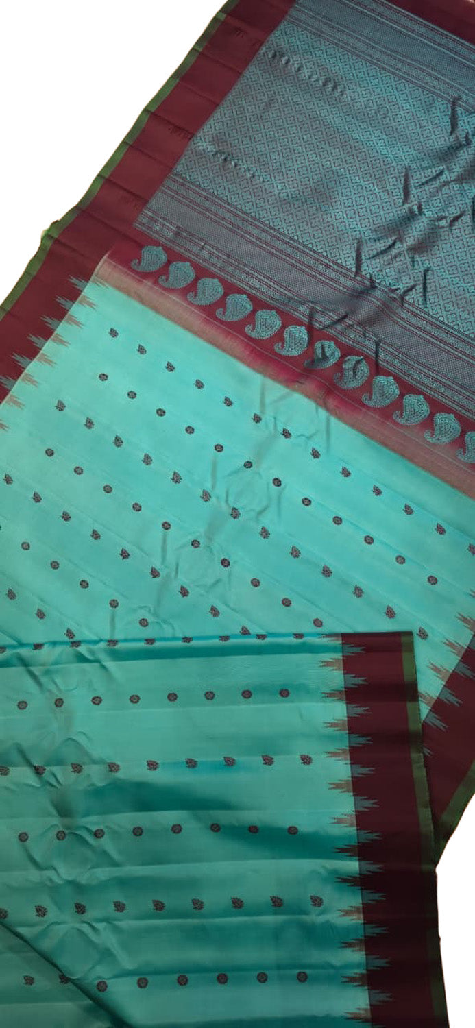 Blue Handloom Gadwal Pure Silk Saree