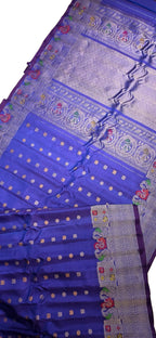 Blue Handloom Gadwal Pure Silk Saree