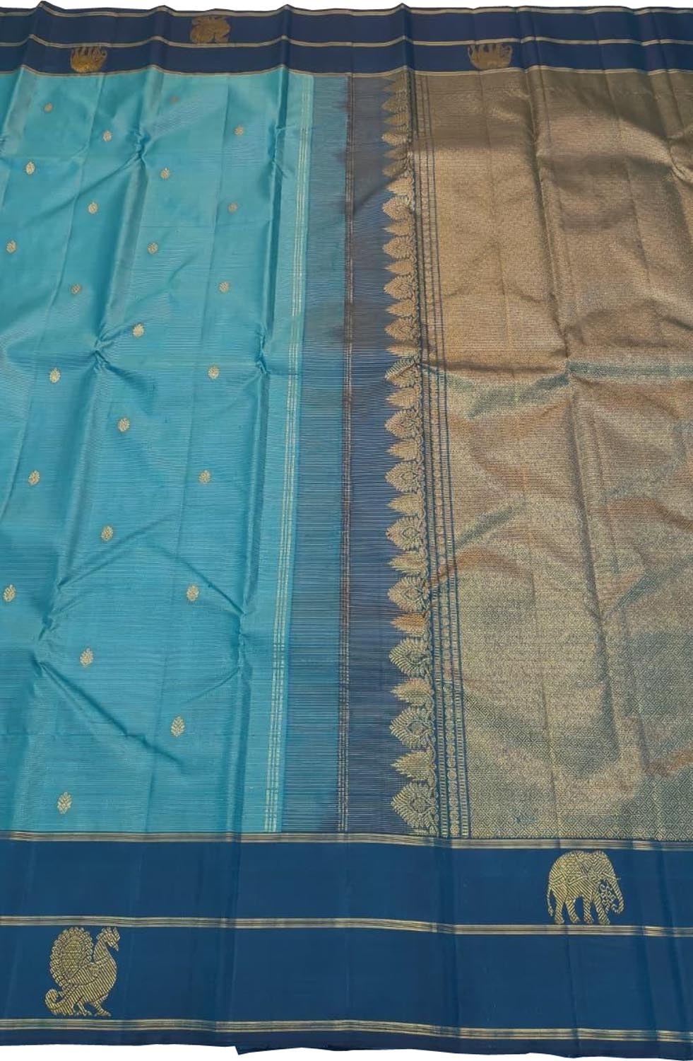 Blue Handloom Kanjeevaram Pure Silk Saree
