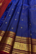 Blue Handloom Kanjeevaram Pure Silk Saree — Handwoven, Festive & Bridal