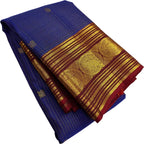 Blue Handloom Kanjeevaram Pure Silk Saree — Handwoven, Festive & Bridal