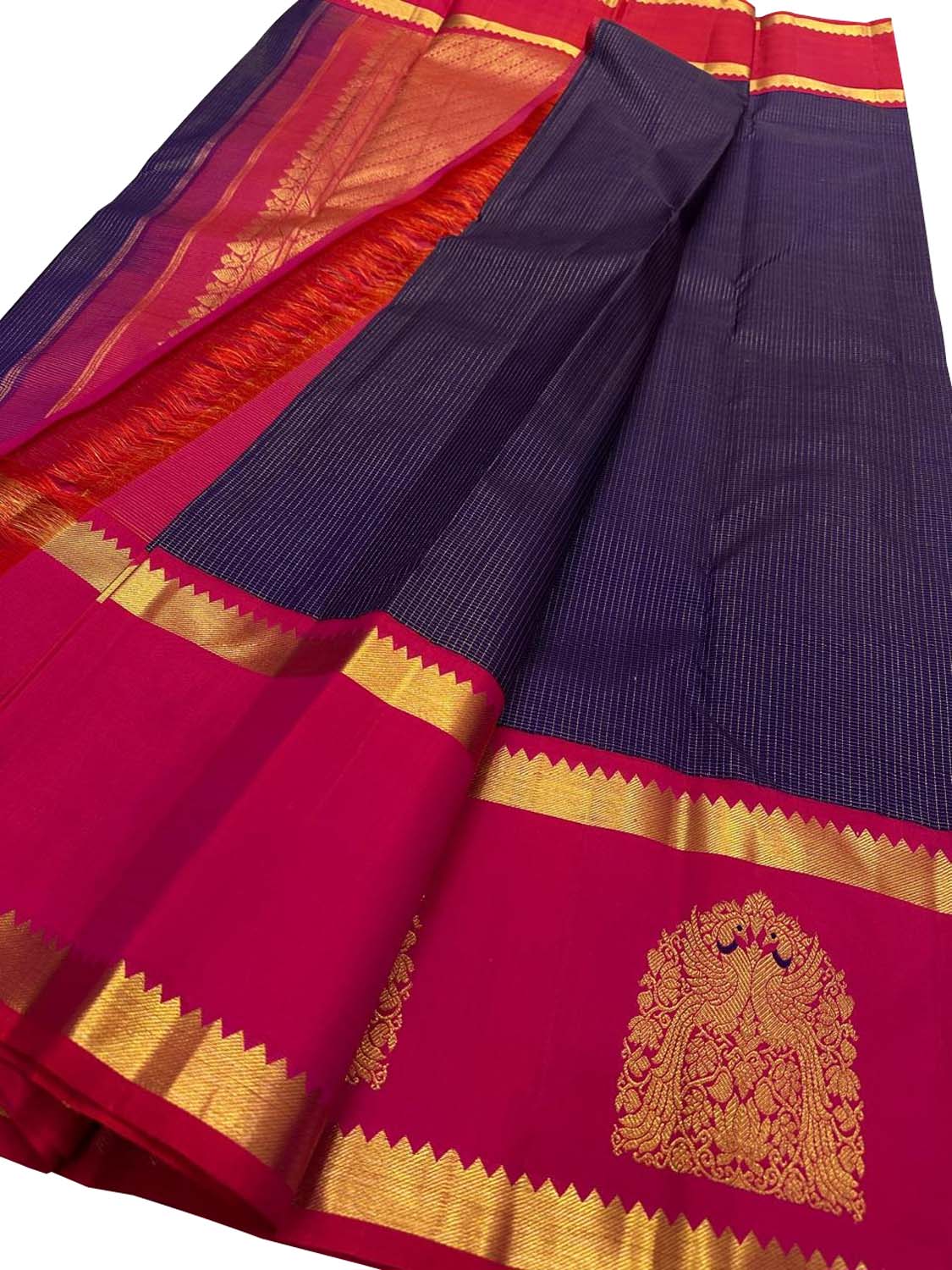 Blue Kanjeevaram Pure Silk Saree Handloom Weave Wedding
