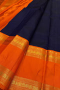 Blue Kanjeevaram Pure Silk Saree Handloom Weave Bridal