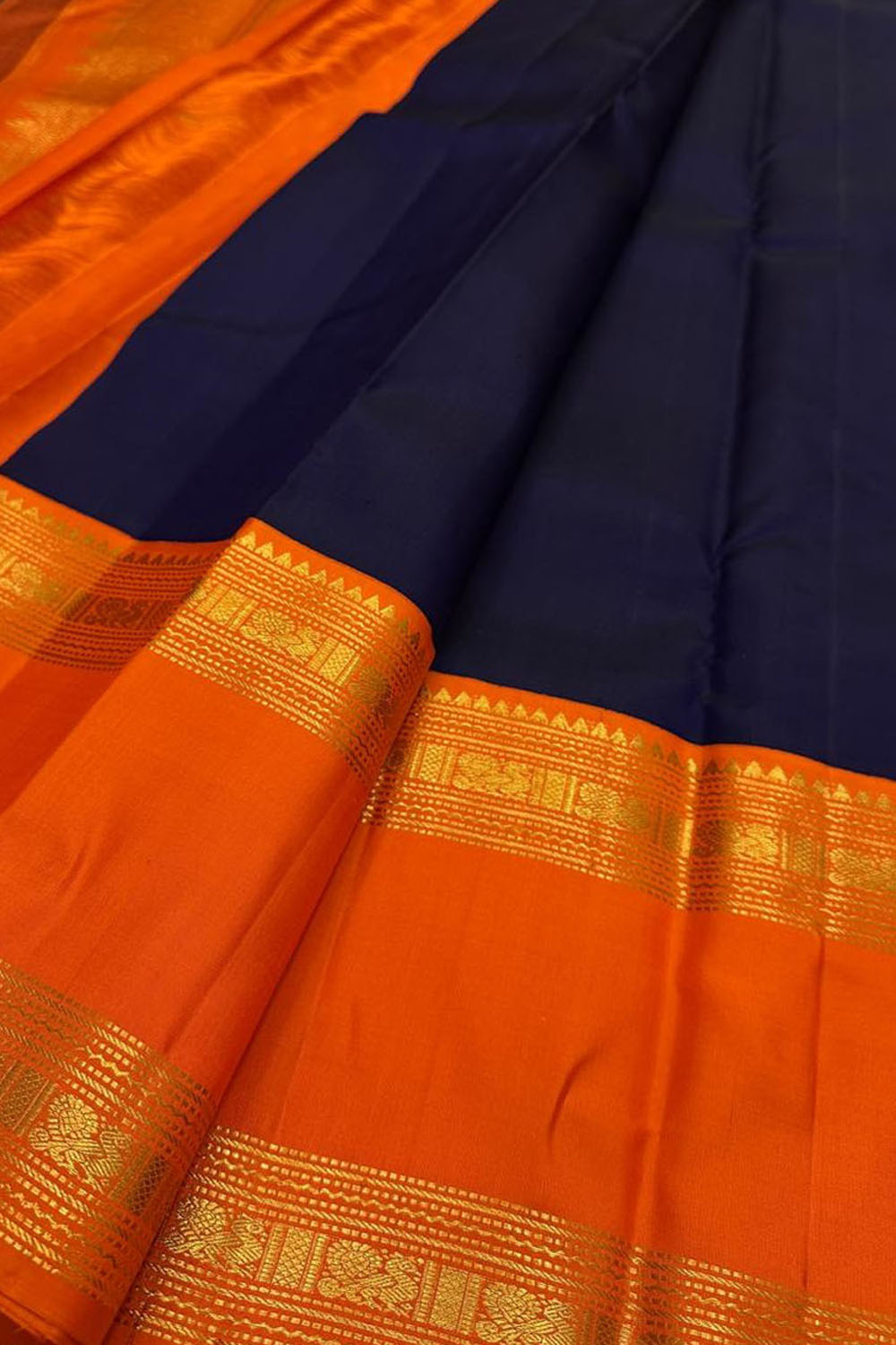 Blue Kanjeevaram Pure Silk Saree Handloom Weave Bridal