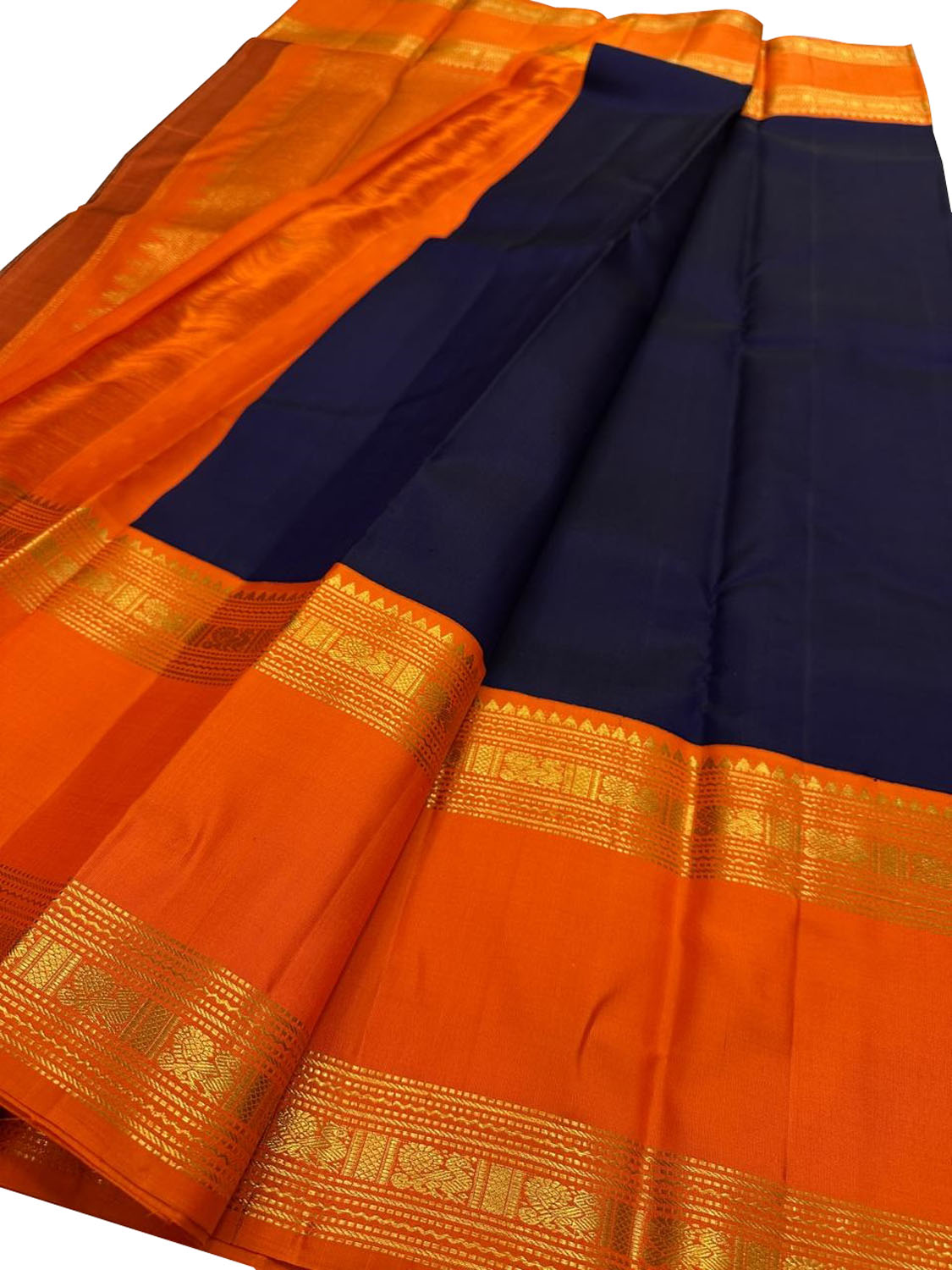 Blue Kanjeevaram Pure Silk Saree Handloom Weave Bridal