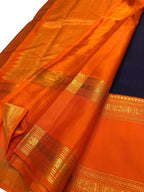 Blue Kanjeevaram Pure Silk Saree Handloom Weave Bridal