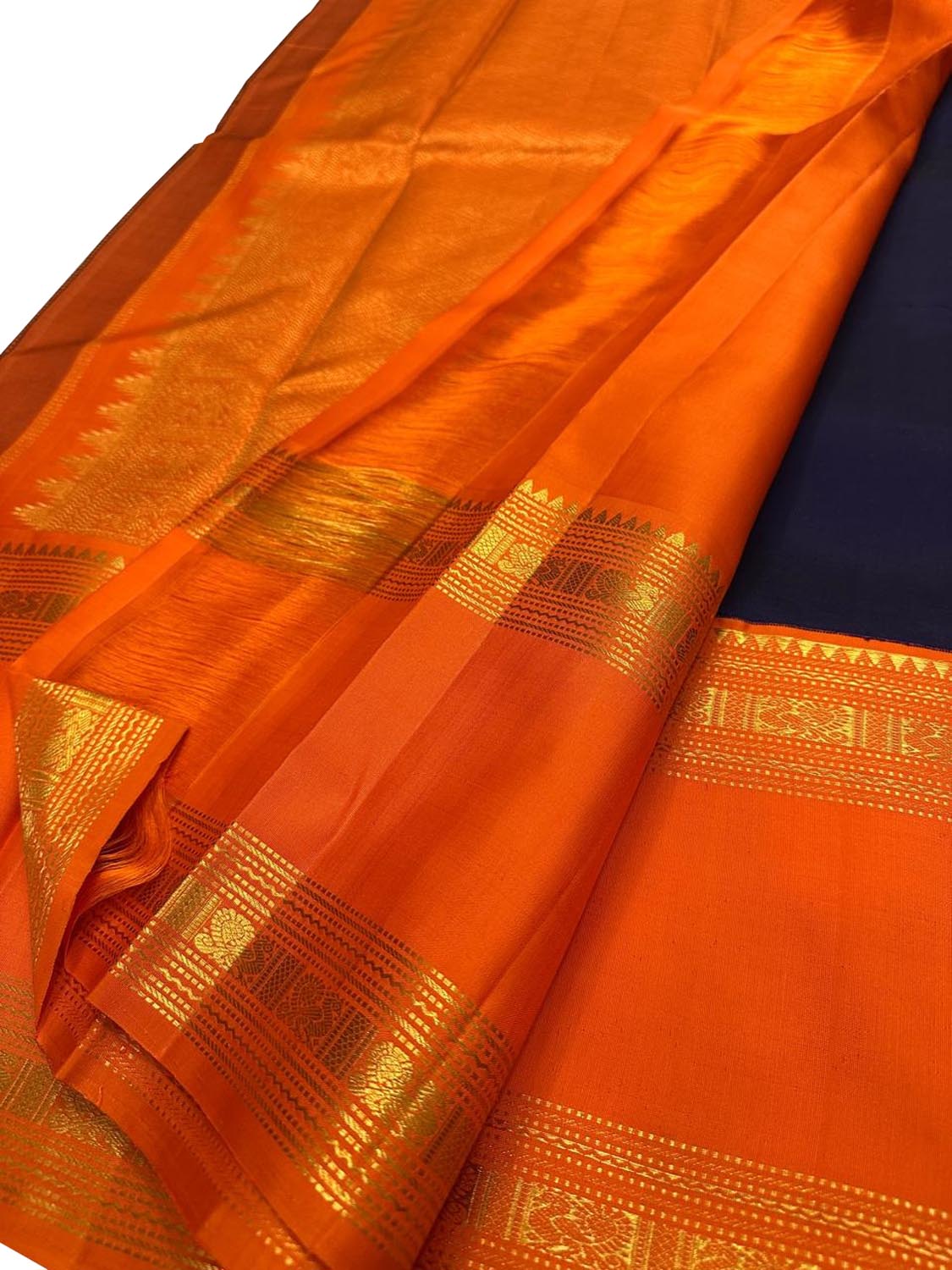 Blue Kanjeevaram Pure Silk Saree Handloom Weave Bridal