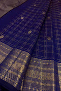 Blue Kanjeevaram Pure Silk Saree Handloom Festive Ethnic Wear
