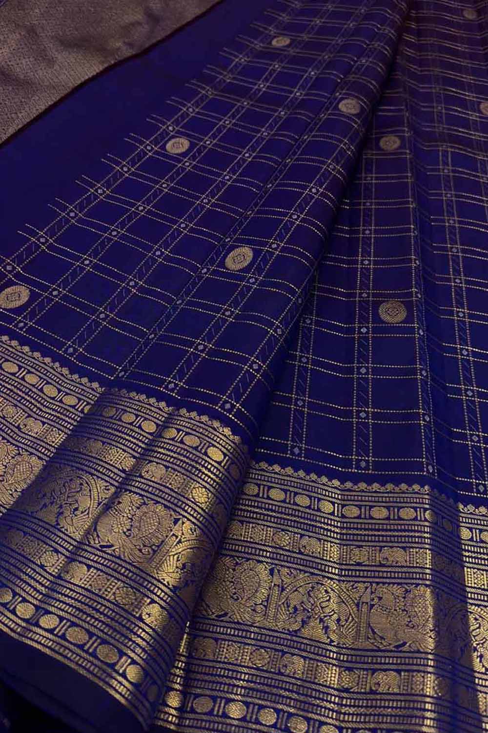 Blue Kanjeevaram Pure Silk Saree Handloom Festive Ethnic Wear