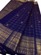Blue Kanjeevaram Pure Silk Saree Handloom Festive Ethnic Wear