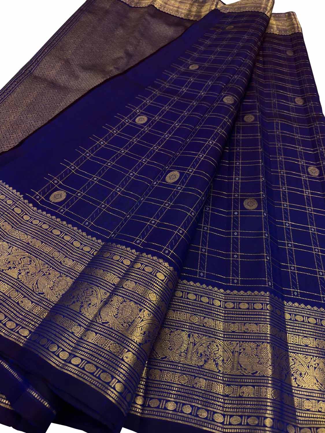 Blue Kanjeevaram Pure Silk Saree Handloom Festive Ethnic Wear
