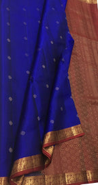 Blue Kanjeevaram Pure Silk Saree — Peacock Zari Motif, Wedding