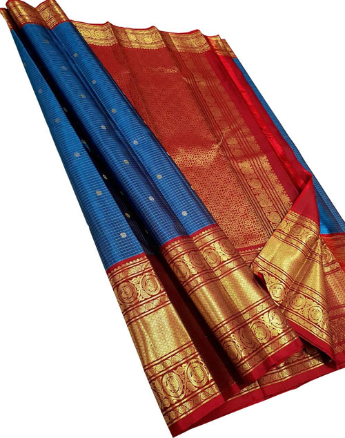 Blue Kanjeevaram Pure Silk Saree Bridal