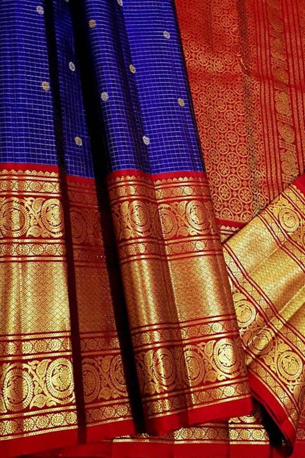 Blue Handloom Kanjeevaram Pure Silk Saree