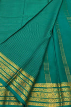Blue Handloom Mysore Pure Crepe Silk Checks Design Saree