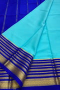 Blue Mysore Pure Crepe Silk Saree Handloom Weave Festive