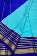 Blue Mysore Pure Crepe Silk Saree Handloom Weave Festive