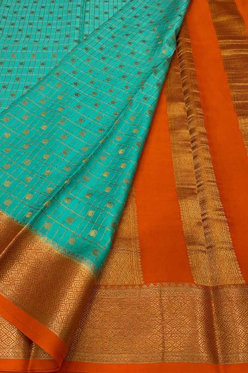 Blue Handloom Mysore Pure Crepe Silk Saree