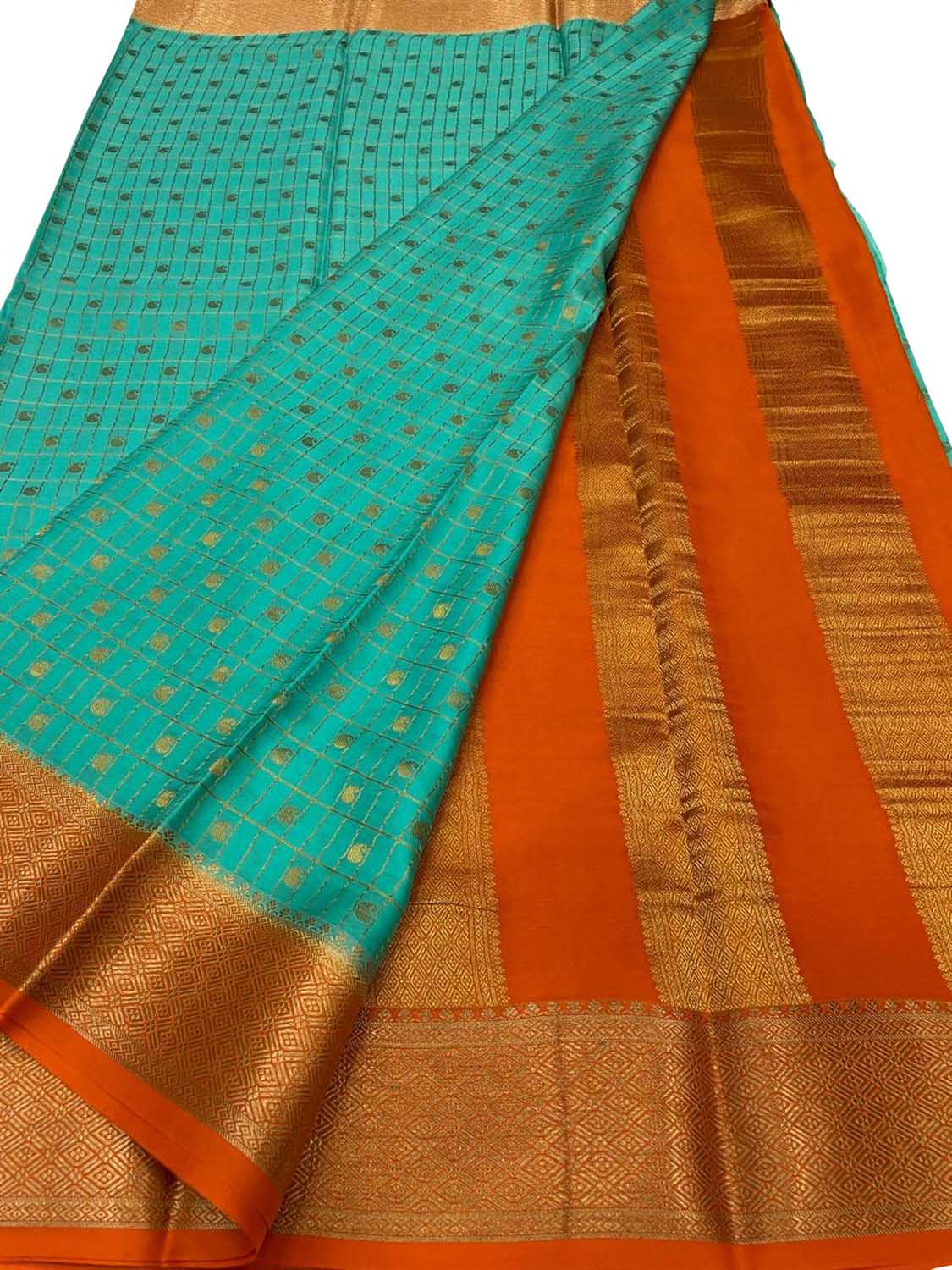 Blue Handloom Mysore Pure Crepe Silk Saree