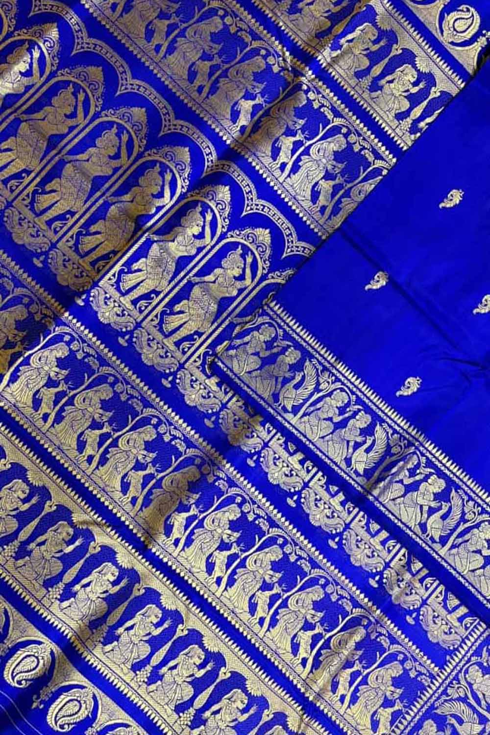 Blue Swarnachari Pure Silk Saree — Handloom Weave, Festive & Wedding