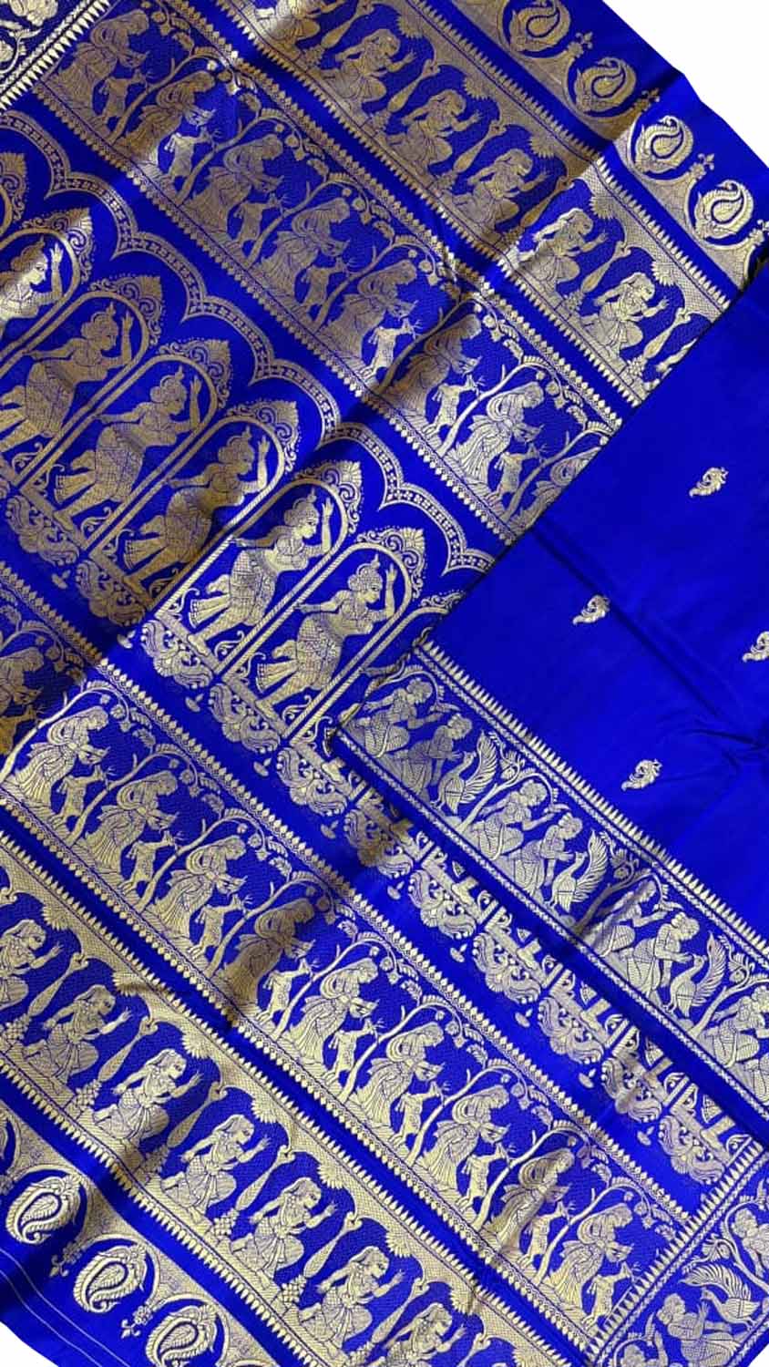 Blue Swarnachari Pure Silk Saree — Handloom Weave, Festive & Wedding