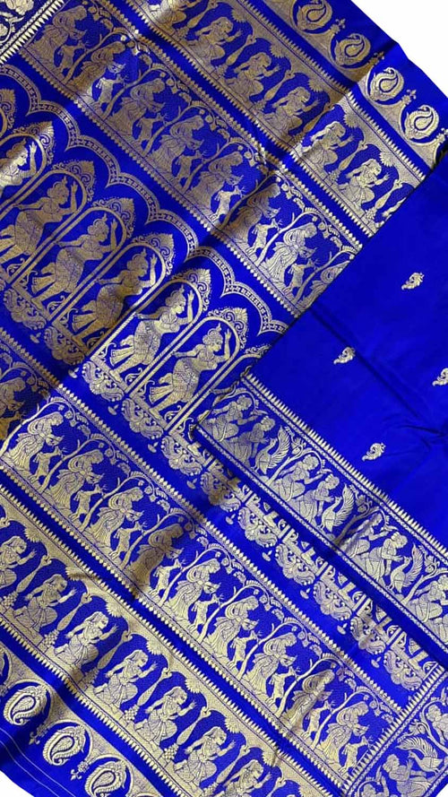 Blue Swarnachari Pure Silk Saree — Handloom Weave, Festive & Wedding