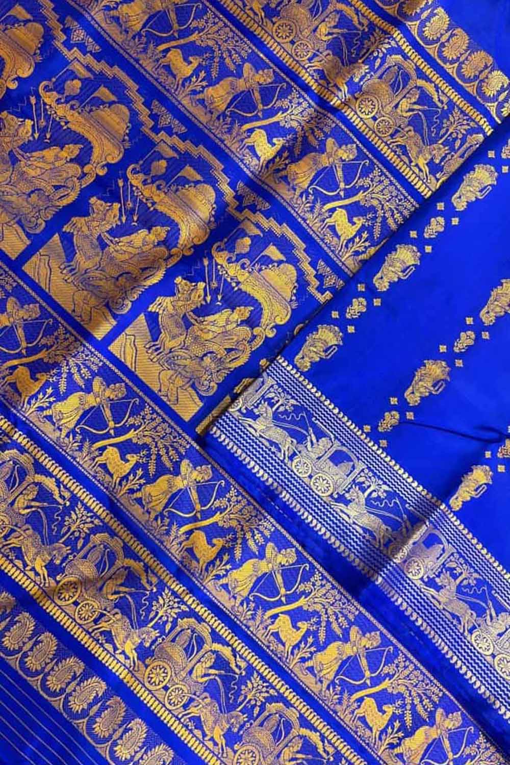 Blue Swarnachari Silk Saree — Handloom Pure Silk, Festive & Wedding