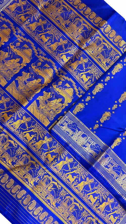 Blue Swarnachari Silk Saree — Handloom Pure Silk, Festive & Wedding