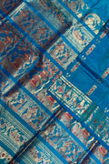 Blue Swarnachari Pure Silk Saree Handloom Woven Festive
