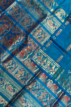 Blue Swarnachari Pure Silk Saree Handloom Woven Festive