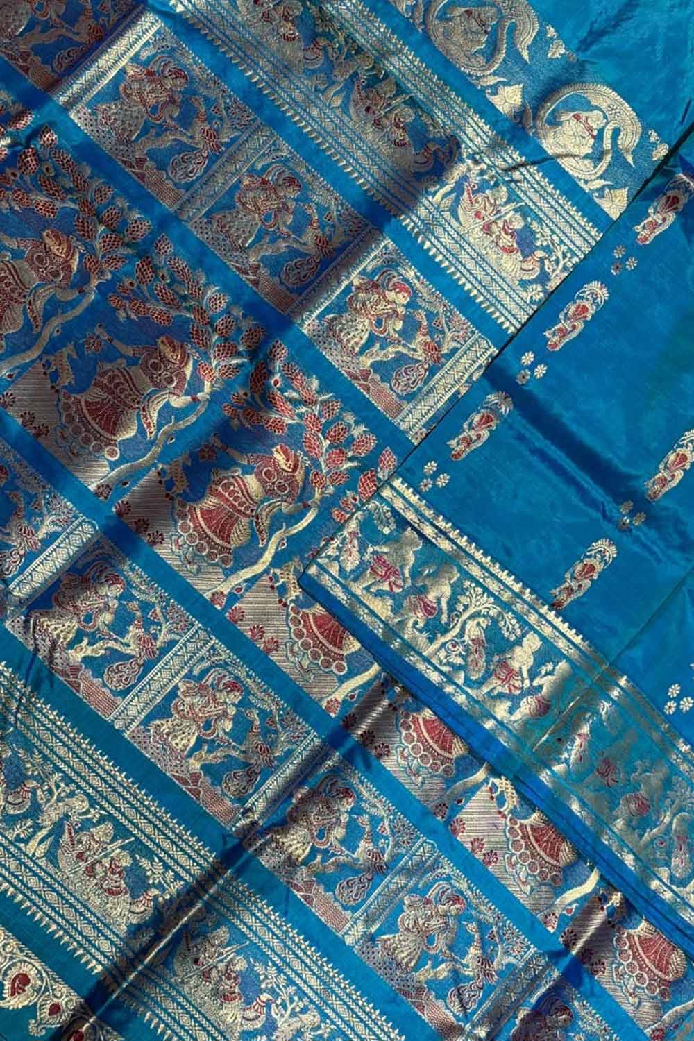 Blue Swarnachari Pure Silk Saree Handloom Woven Festive