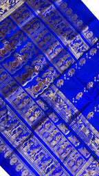 Blue Swarnachari Pure Silk Saree Handloom Woven Wedding